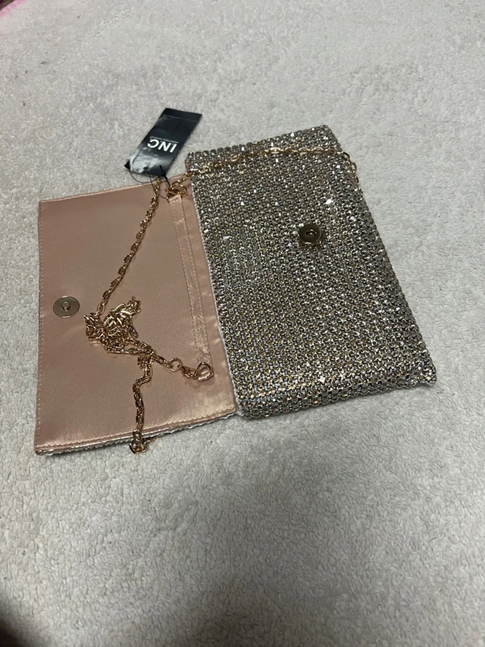 I.N.C. International Concepts Prudence Small Diamond Mesh Crossbody Rose Gold